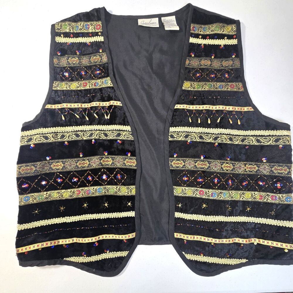 VTG Womens Jacklyn Smith Plus Size Vest 20W Sequin an Shine Embellished
